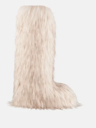 Jacquemus + Moon Boot Icon Yeti höga vita stövlar i fuskpäls